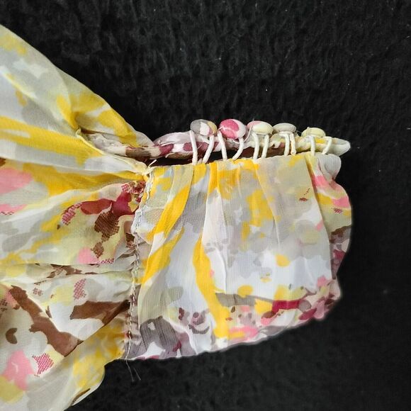 H&M Womens Blouse Multi-Color Size 12 100% Polyester Long Sleeve Buttons Pullon - Picture 12 of 12